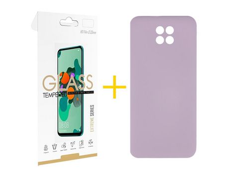 Pack 1 Película 2.5D + Funda SKYHE por Xiaomi Redmi Note 9T Silicona Líquida Morado