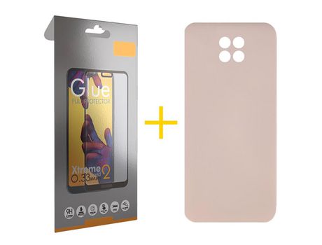 Pack 1 Película Full + Funda SKYHE por Xiaomi Redmi Note 9T Silicona Líquida Rosa