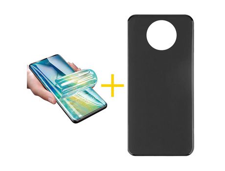Pack 1 X Protector de Vidrio Templado Hidrogel + Funda ACCETEL para Xiaomi Redmi Note 9T Silicona Liso Negro