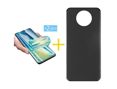 Pack 2 X Protector de Vidrio Templado Hidrogel + Funda ACCETEL para Xiaomi Redmi Note 9T Silicona Liso Negro