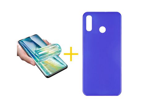 Pack 1 Película + Funda SKYHE por Huawei P Smart 2019 Silicona Liso Azul