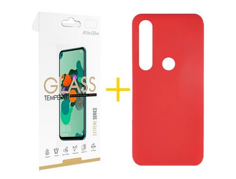 Pack 1 Película 2.5D + Funda SKYHE por Huawei P Smart 2019 Silicona Líquida Rojo