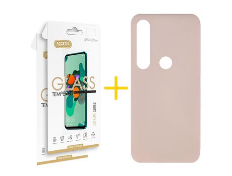 Pack 2 X Protector de Vidrio Templado 2.5D + Funda ACCETEL para Huawei P Smart 2019 Silicona Líquida Rosa
