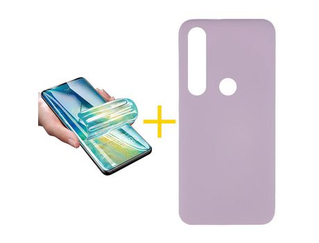 Pack 1 Película + Funda SKYHE por Huawei P Smart 2019 Silicona Líquida Morado