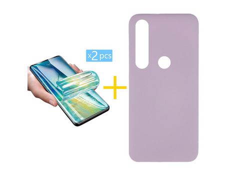 Pack 2 Películas + Funda SKYHE por Huawei P Smart 2019 Silicona Líquida Morado