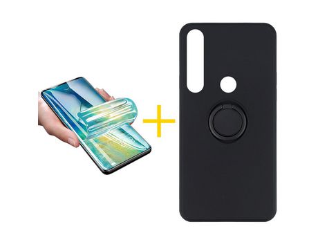 Pack 1 Película + Funda SKYHE por Huawei P Smart 2019 Gel O-Ring Negro