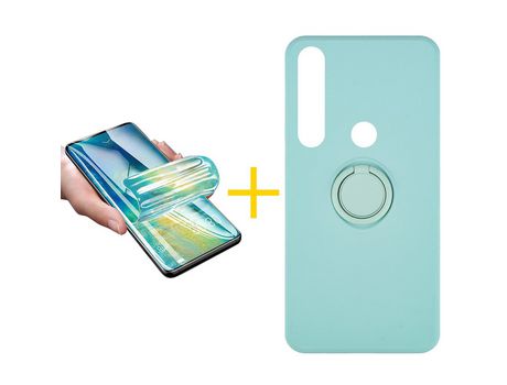 Pack 1 Película + Funda SKYHE por Huawei P Smart 2019 Gel O-Ring Verde-Auga
