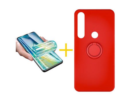 Pack 1 Película + Funda SKYHE por Huawei P Smart 2019 Gel O-Ring Rojo