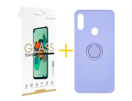 Pack 1 Película 2.5D + Funda SKYHE por Samsung Galaxy A20s Gel O-Ring Morado