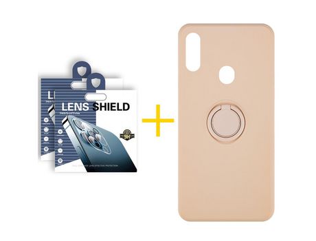 Pack 2 Películas de Cámara trasera + Funda SKYHE por Samsung Galaxy A20s Gel O-Ring Rosa Pastel