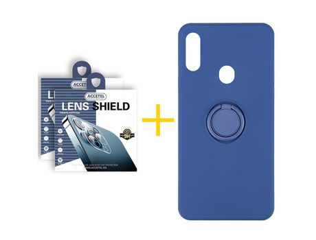 Pack 2 X Protector de Cámara trasera + Funda ACCETEL para Samsung Galaxy A20s Gel O-Ring Azul