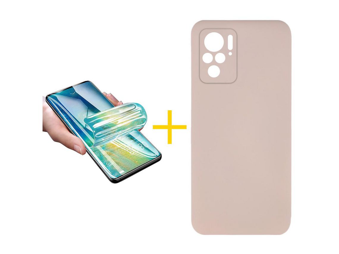 Pack 1 X Protector de Vidrio Templado Hidrogel + Funda ACCETEL para Xiaomi Redmi Note 10S Silicona Líquida Rosa