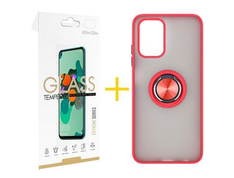 Pack 1 Película 2.5D + Funda SKYHE por Xiaomi Redmi Note 10S Gel Bumper con Anillo Rojo