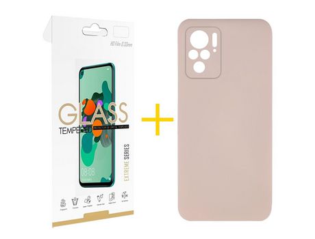 Pack 1 Película 2.5D + Funda SKYHE por Xiaomi Redmi Note 10 Pro Silicona Líquida Rosa