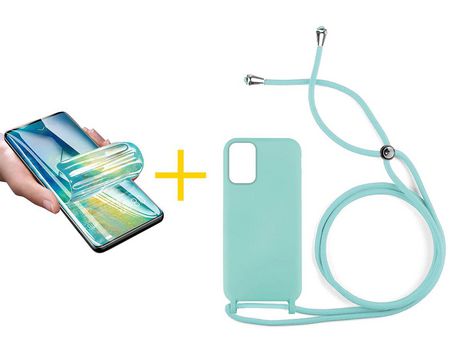 Pack 1 Película + Funda SKYHE por Xiaomi Redmi Note 10 Pro Gel con Cordón Agua Verde