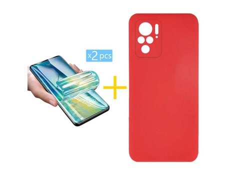 Pack 2 Películas + Funda SKYHE por Xiaomi Redmi Note 10 Pro Silicona Líquida Rojo