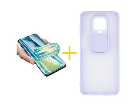 Pack 1 Película + Funda SKYHE por Xiaomi Redmi Note 9S Gel Protteción Cámara Violeta