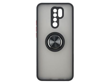 Funda ACCETEL para Xiaomi Redmi 9 Gel Bumper con Anillo Negro