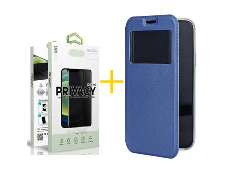 Pack 1 Película Antiespía + Funda SKYHE por Samsung Galaxy A33 5G Flip Cover Gandy Azul
