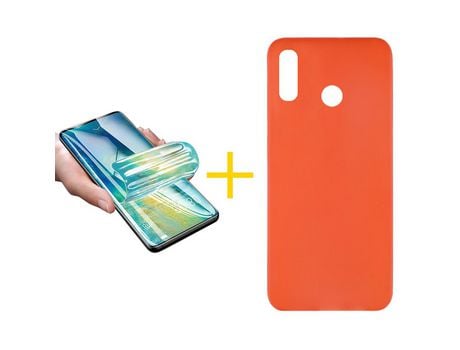 Pack 1 Película + Funda SKYHE por Huawei P Smart 2019 Silicona Liso Rojo