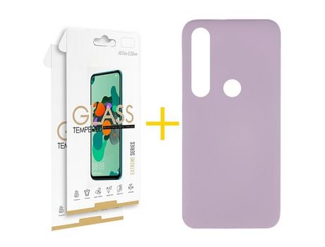 Pack 2 Películas 2.5D + Funda SKYHE por Huawei P Smart 2019 Silicona Líquida Morado