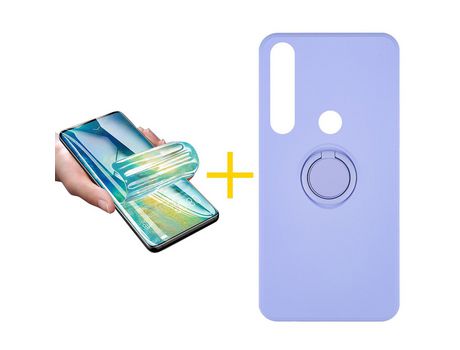 Pack 1 Película + Funda SKYHE por Huawei P Smart 2019 Gel O-Ring Morado