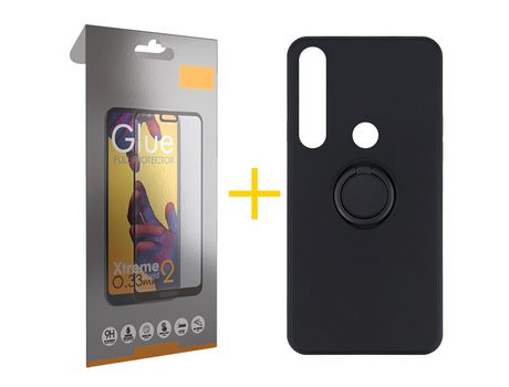 Pack 1 Película Full + Funda SKYHE por Huawei P Smart 2019 Gel O-Ring Negro