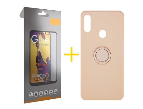 Pack 1 Película Full + Funda SKYHE por Samsung Galaxy A20s Gel O-Ring Rosa Pastel