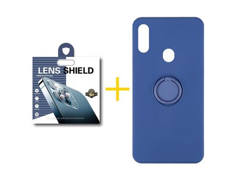 Pack 1 Película de Cámara trasera + Funda SKYHE por Samsung Galaxy A20s Gel O-Ring Azul