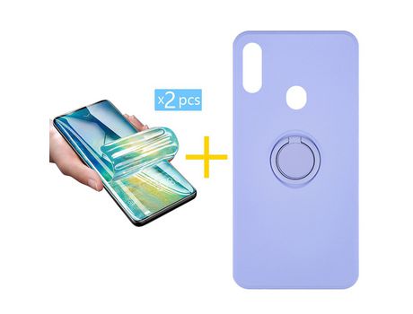 Pack 2 Películas + Funda SKYHE por Samsung Galaxy A20s Gel O-Ring Morado