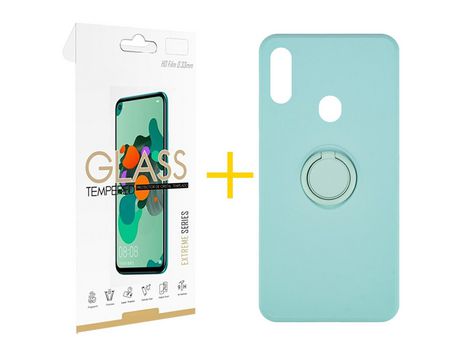 Pack 1 Película 2.5D + Funda SKYHE por Samsung Galaxy A20s Gel O-Ring Verde-Auga