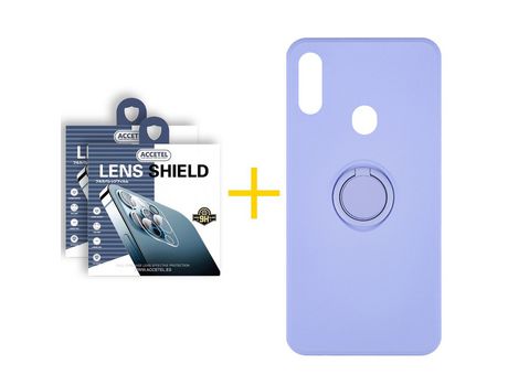 Pack 2 X Protector de Cámara trasera + Funda ACCETEL para Samsung Galaxy A20s Gel O-Ring Morado