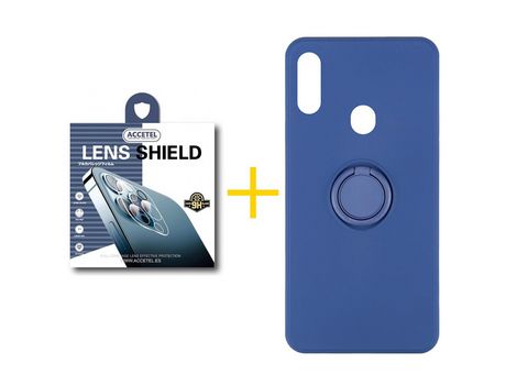 Pack 1 X Protector de Cámara trasera + Funda ACCETEL para Samsung Galaxy A20s Gel O-Ring Azul