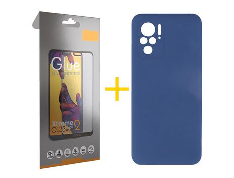 Pack 1 Película Full + Funda SKYHE por Xiaomi Redmi Note 10 Pro Silicona Líquida Azul