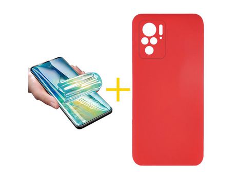 Pack 1 Película + Funda SKYHE por Xiaomi Redmi Note 10 Pro Silicona Líquida Rojo