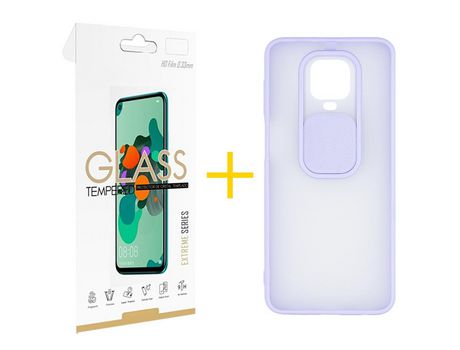 Pack 1 Película 2.5D + Funda SKYHE por Xiaomi Redmi Note 9S Gel Protteción Cámara Violeta