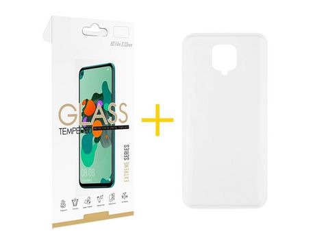 Pack 1 Película 2.5D + Funda SKYHE por Xiaomi Redmi Note 9S Silicona Líquida Incoloro Clear