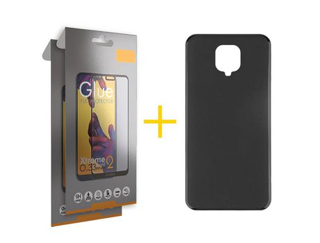 Pack 2 Películas Full + Funda SKYHE por Xiaomi Redmi Note 9 Pro Silicona Líquida Negro