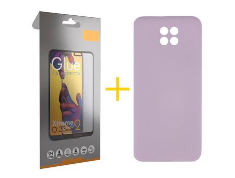 Pack 1 Película Full + Funda SKYHE por Xiaomi Redmi Note 9T Silicona Líquida Morado