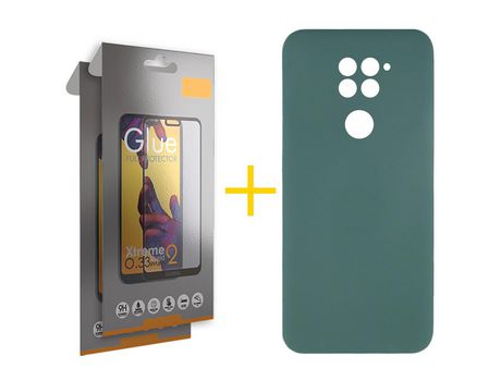 Pack 2 Películas Full + Funda SKYHE por Xiaomi Redmi Note 9 Silicona Líquida Verde