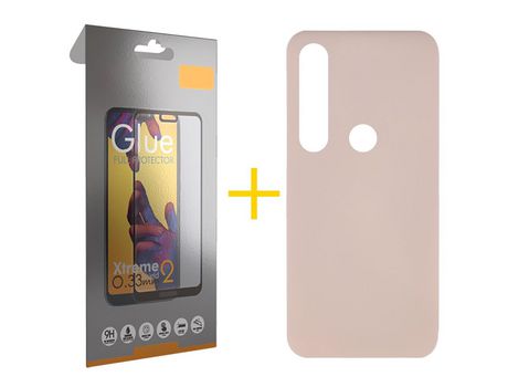Pack 1 Película Full + Funda SKYHE por Huawei P Smart 2019 Silicona Líquida Rosa