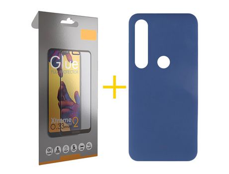 Pack 1 Película Full + Funda SKYHE por Huawei P Smart 2019 Silicona Líquida Azul