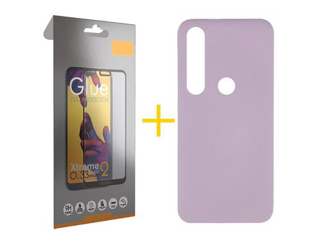 Pack 1 Película Full + Funda SKYHE por Huawei P Smart 2019 Silicona Líquida Morado