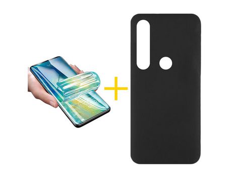 Pack 1 Película + Funda SKYHE por Huawei P Smart 2019 Silicona Líquida Negro