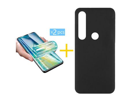 Pack 2 Películas + Funda SKYHE por Huawei P Smart 2019 Silicona Líquida Negro