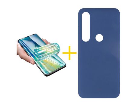 Pack 1 Película + Funda SKYHE por Huawei P Smart 2019 Silicona Líquida Azul