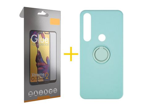 Pack 1 Película Full + Funda SKYHE por Huawei P Smart 2019 Gel O-Ring Verde-Auga
