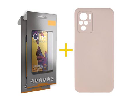 Pack 2 Películas Full + Funda SKYHE por Xiaomi Redmi Note 10 Pro Silicona Líquida Rosa