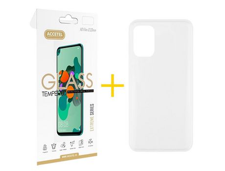 Pack 1 X Protector de Vidrio Templado 2.5D + Funda ACCETEL para Xiaomi Redmi Note 10 Pro Silicona Liso Transparente Clear