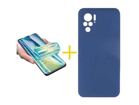 Pack 1 Película + Funda SKYHE por Xiaomi Redmi Note 10 Pro Silicona Líquida Azul